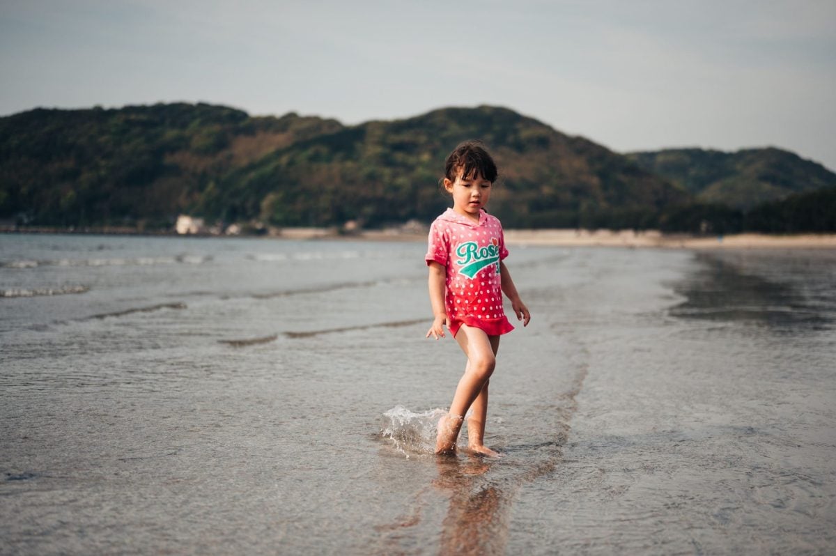 Portrait of little girl at a beach.