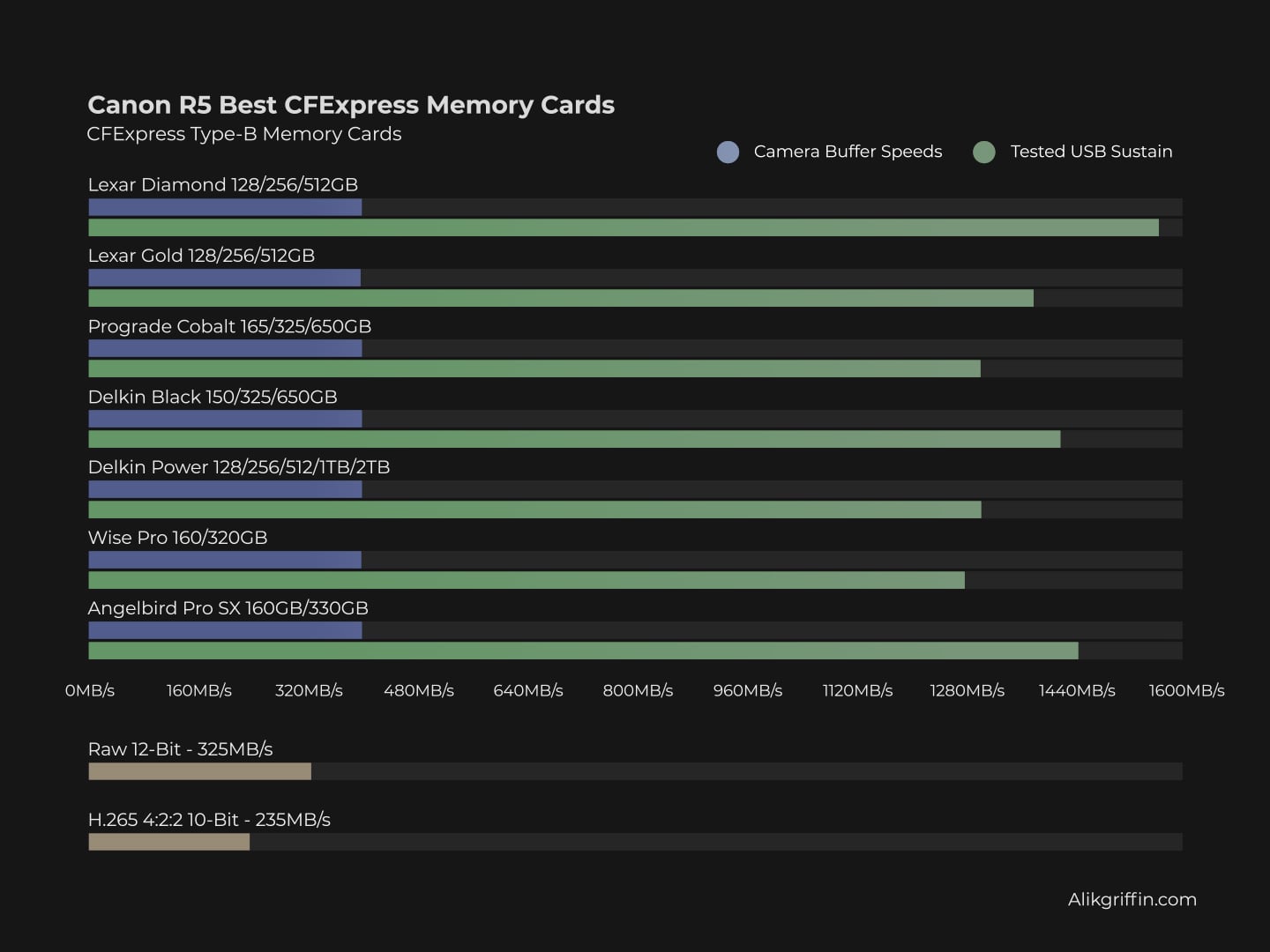 Best CFexpress Type-B Memory Cards Chart For The Canon R5
