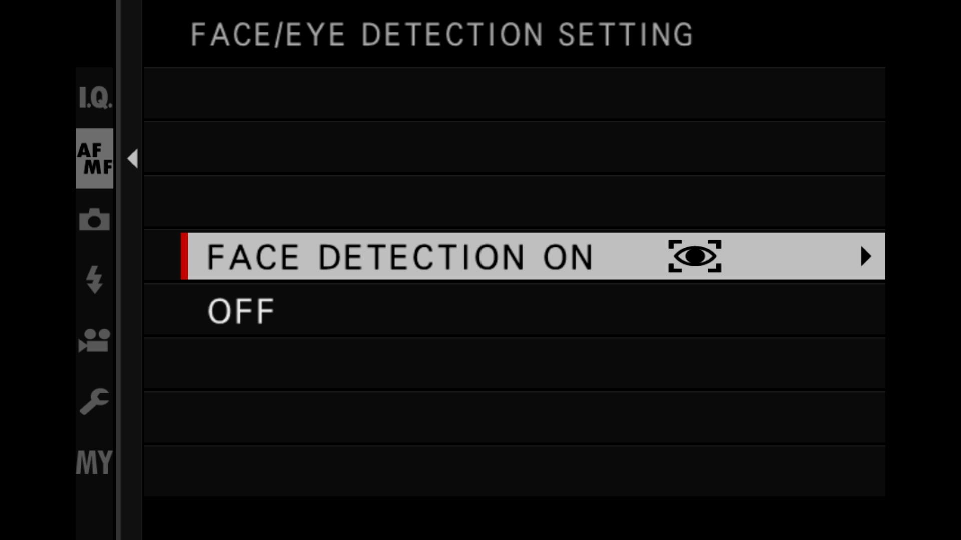 Face Detection Menu