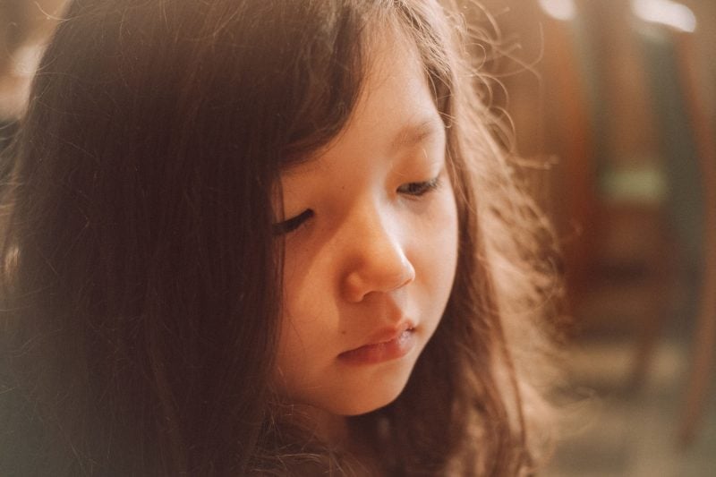 Closeup of little girls face.