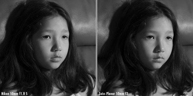 Micro Contrast Comparison, Nikon 50mm f1.8, Zeiss Planar 50mm f2, Black And White